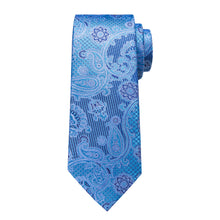 Azure Floral Men's Tie Handkerchief Cufflinks Clip Set