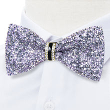 Silver purple Diamond Sequin Mens Bow Tie