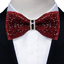 Plastic Red Silver Diamond Mens Bow Tie With Crystal