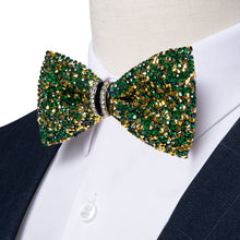 green gold party Crystal Rhinestones Pre-tied Bow Ties for men