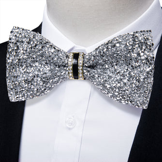 Imitation Crystal Bowtie Silver Diamond Mens bow tie for party