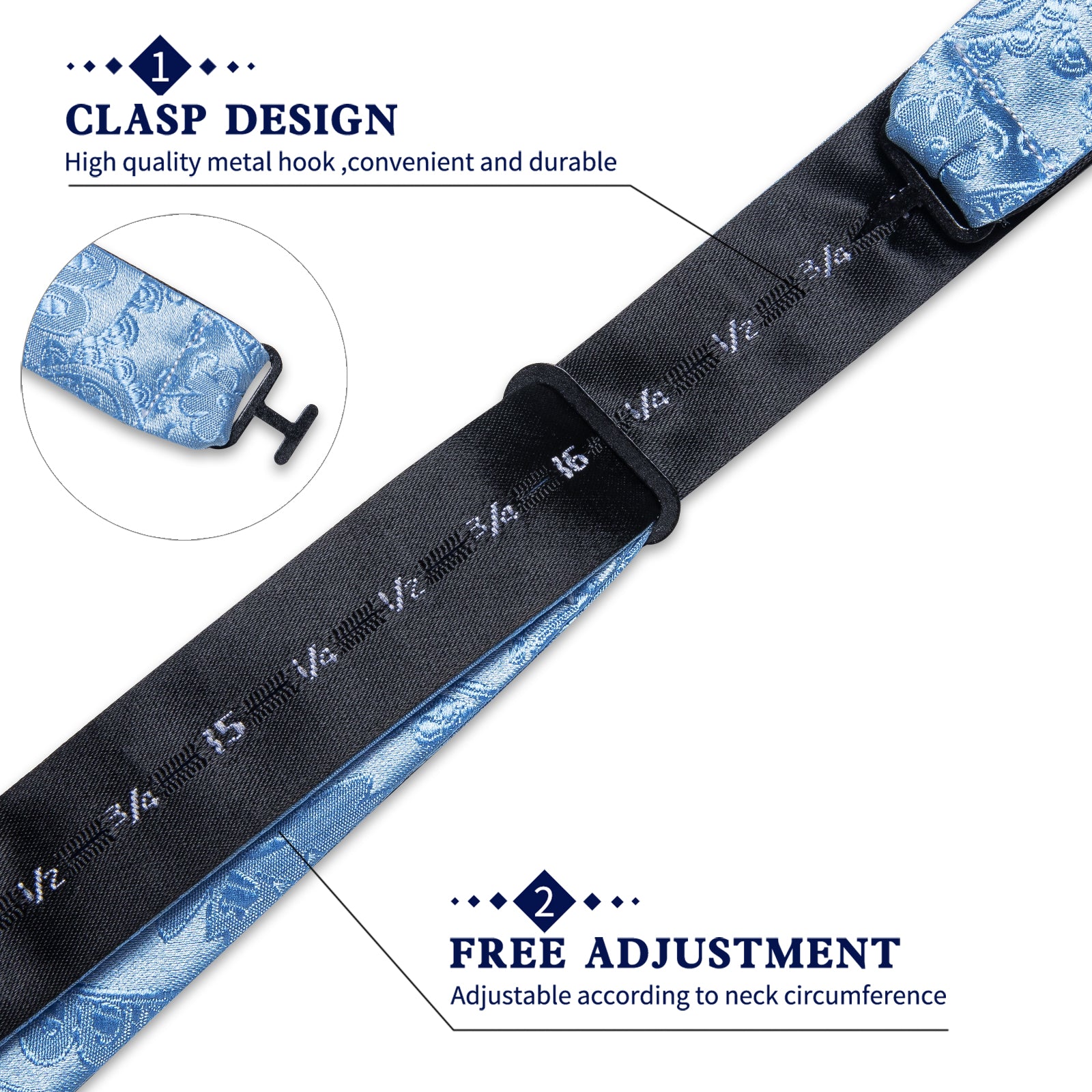 Light Blue Floral Self-Bowtie Pocket Square Cufflinks Set