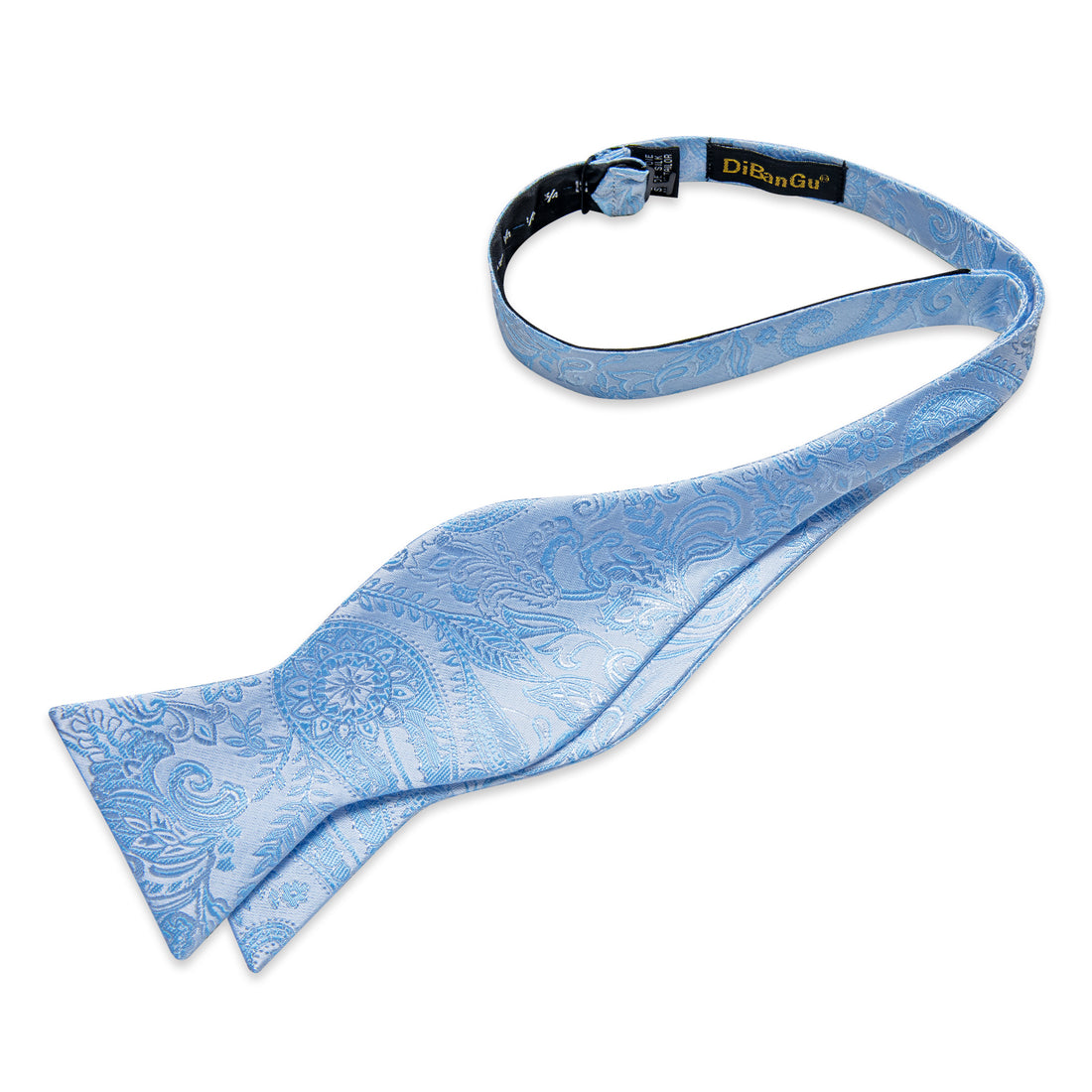 Light Blue Floral Self-Bowtie Pocket Square Cufflinks Set