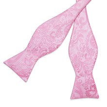 Pink Floral Self-Bowtie Pocket Square Cufflinks Set