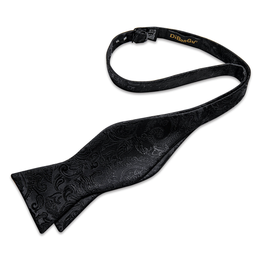 Black Floral Self-Bowtie Pocket Square Cufflinks Set