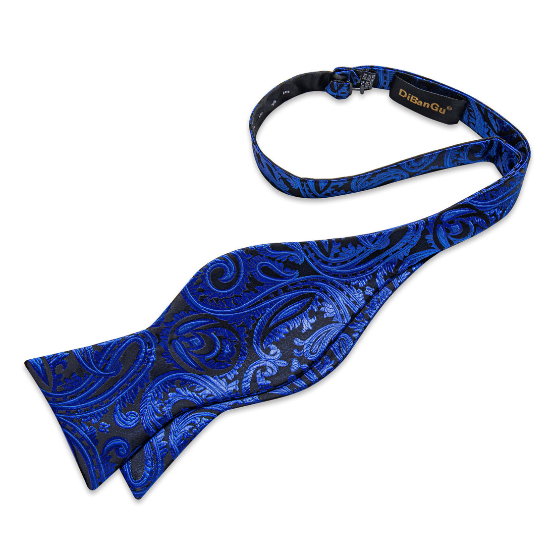 Blue Floral Self-Bowtie Pocket Square Cufflinks Set