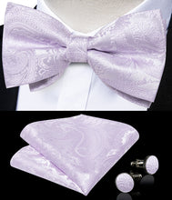 Rose Pink Floral Silk Men's Pre-Bowtie Pocket Square Cufflinks Set