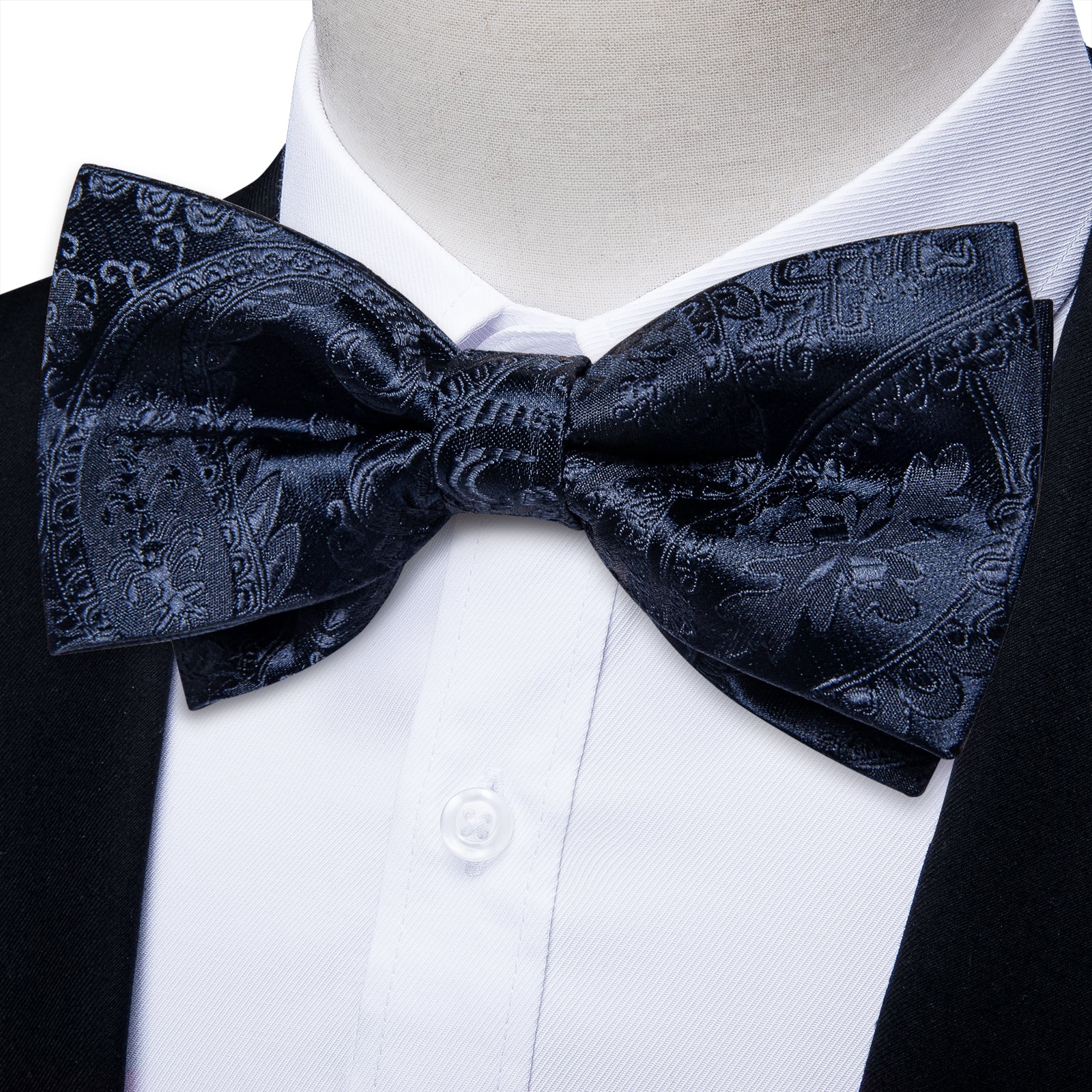 Purple Floral Silk Men's Pre-Bowtie Pocket Square Cufflinks Set