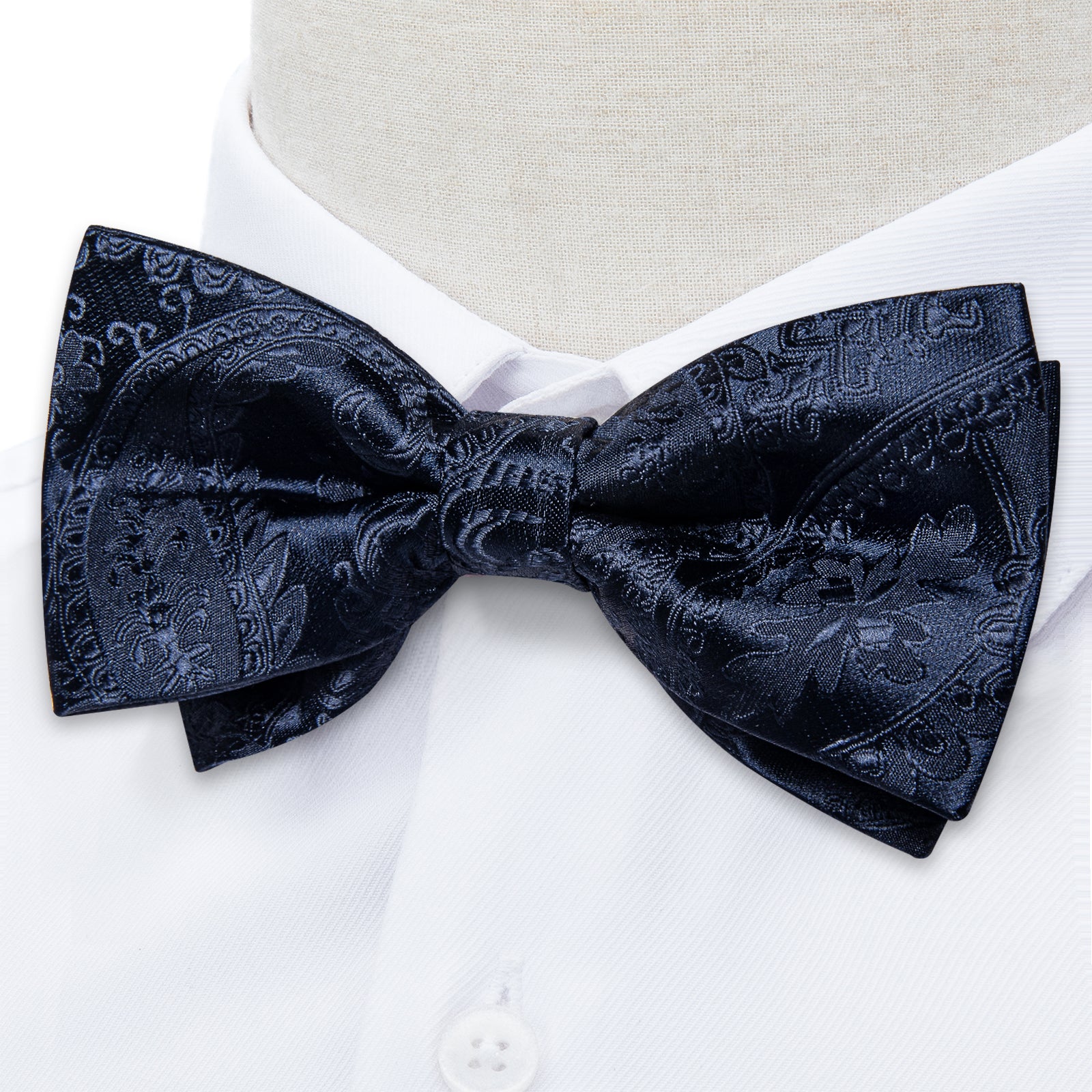 Purple Floral Silk Men's Pre-Bowtie Pocket Square Cufflinks Set