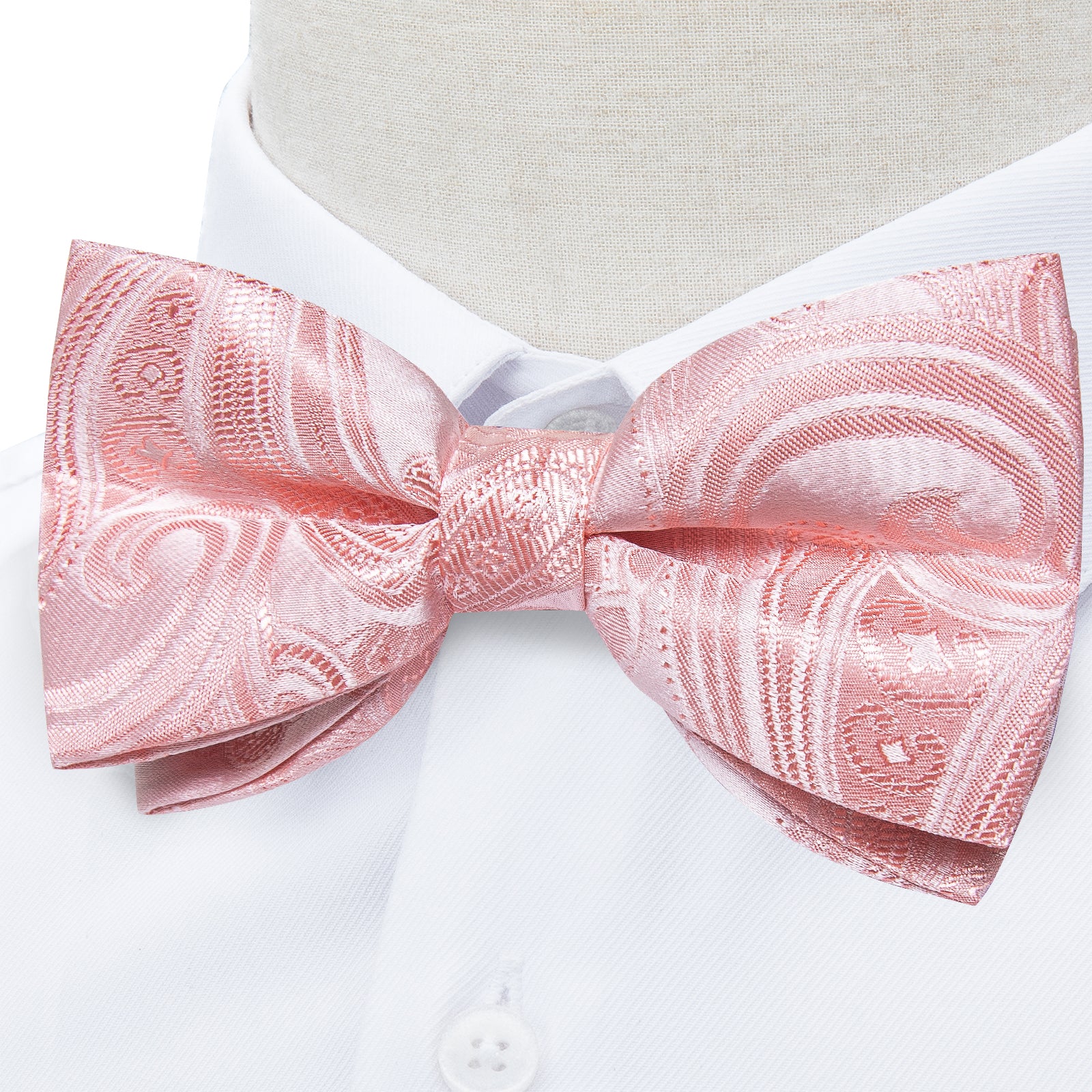 Pink Floral Silk Men's Pre-Bowtie Pocket Square Cufflinks Set