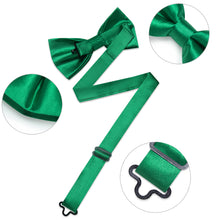 Tender Green Solid Silk Men's Pre-Bowtie Pocket Square Cufflinks Set