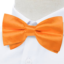 Orange Solid Silk Men's Pre-Bowtie Pocket Square Cufflinks Set