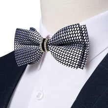 Black Tie Grey Geometric Men's Pre-Bow Tie