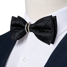 plaid black bow tie for mens pre bow tie with Plastic Diamond ting