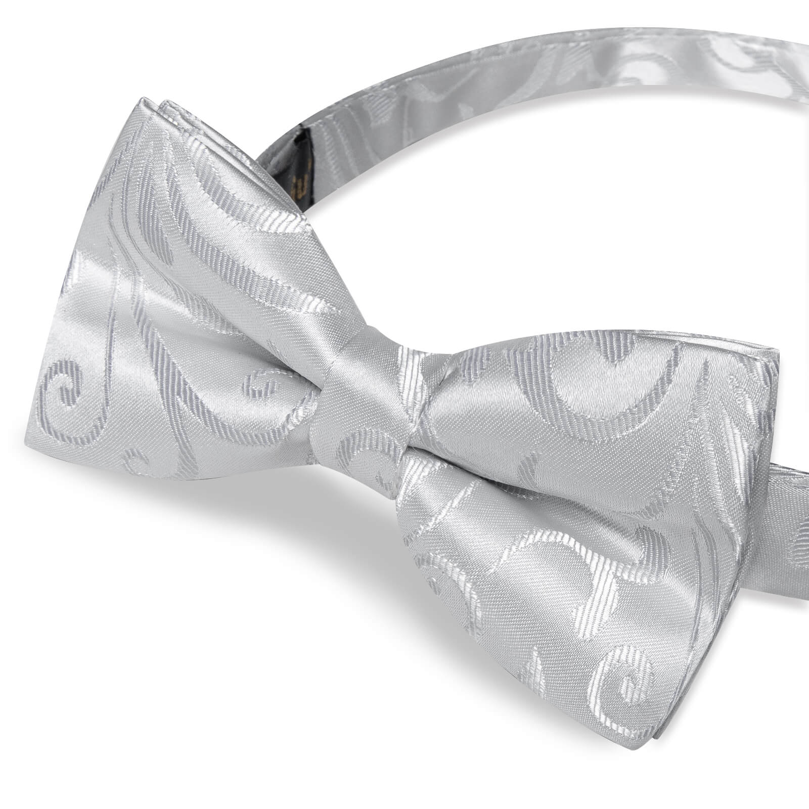 Light Gray Floral Silk Bowtie 