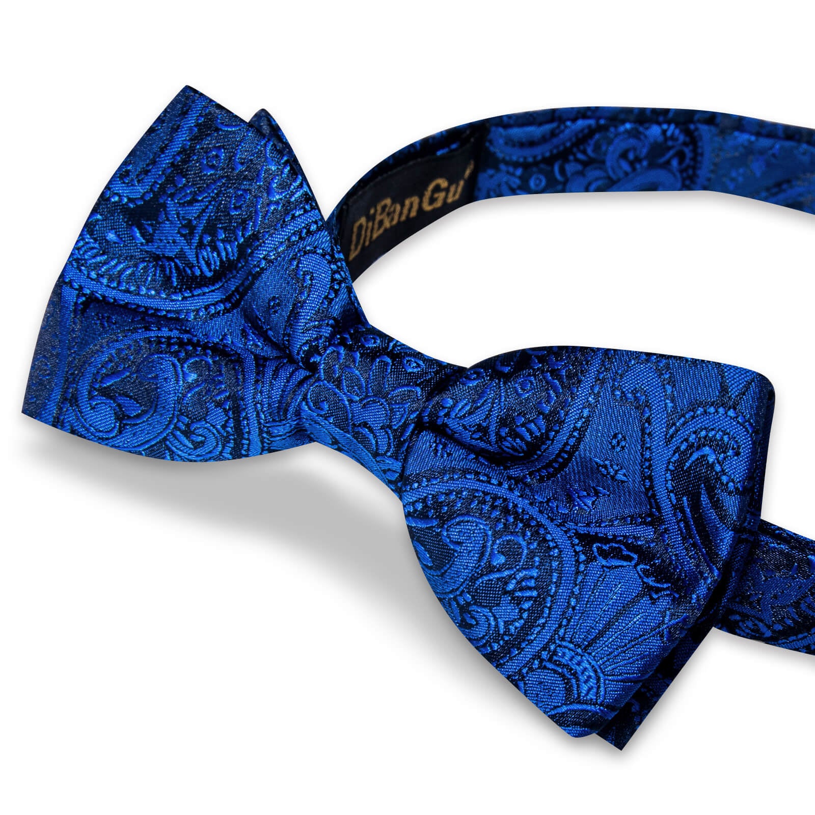 Sapphire Blue Paisley Silk Pre-Bow Tie Hanky
