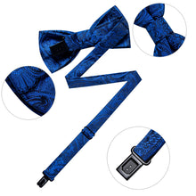 Sapphire Blue Paisley Silk Pre-Bow Tie Hanky