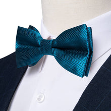 Kids Bowtie Steel Blue Striped Silk Pre-Bow Tie 