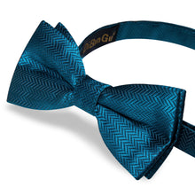 Kids Bowtie Steel Blue Striped Silk Pre-Bow Tie 