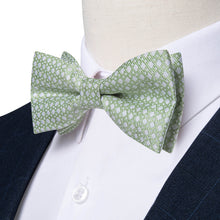 Mint Green White Square Dots Silk Pre-Bow Tie