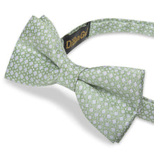 Mint Green White Square Dots Silk Pre-Bow Tie