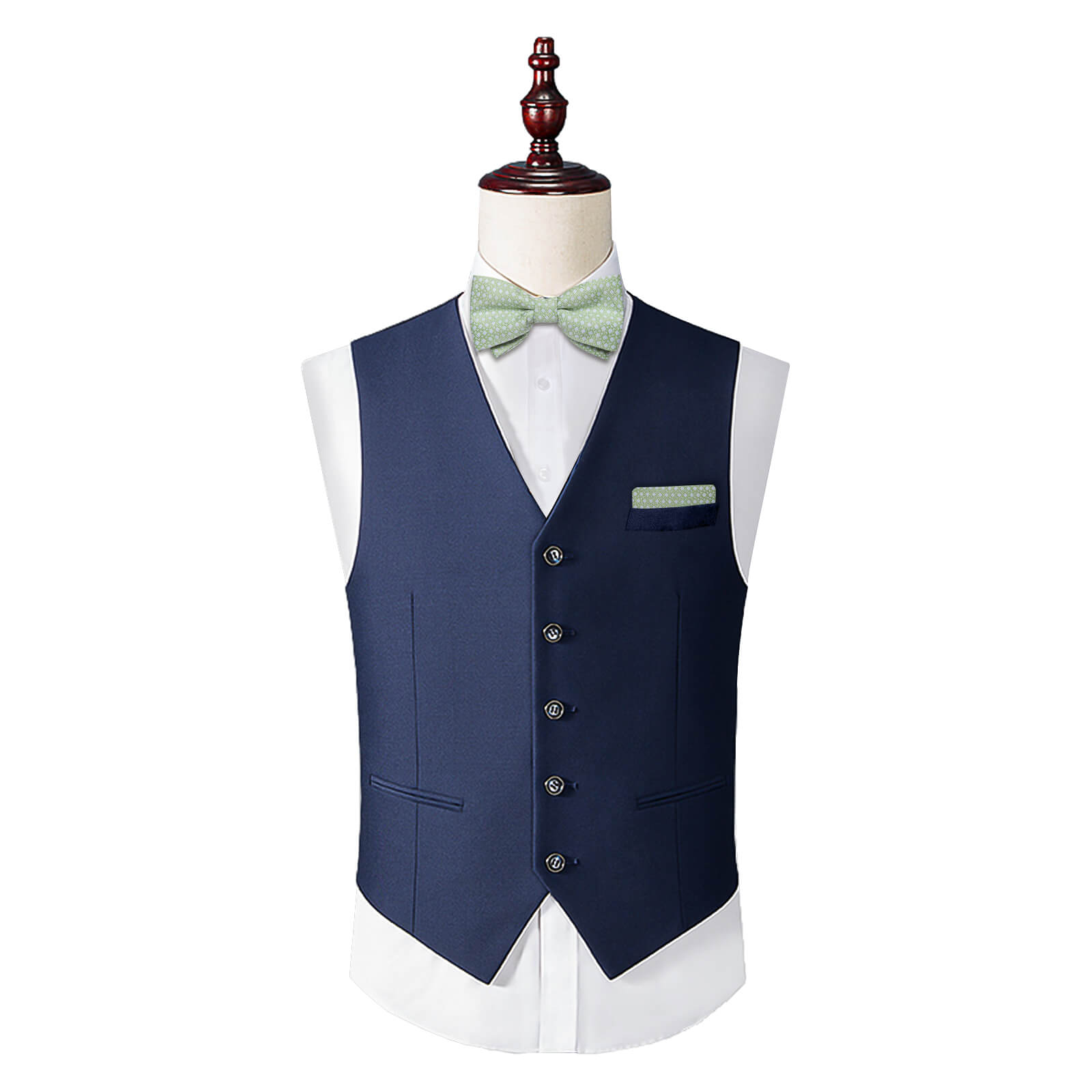 Mint Green White Square Dots Silk Pre-Bow Tie