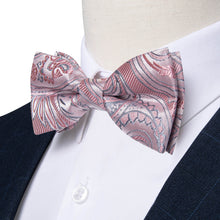 Kids Bowtie Pink Grey Floral Silk Pre-Bow Tie