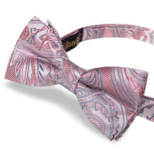 Kids Bowtie Pink Grey Floral Silk Pre-Bow Tie