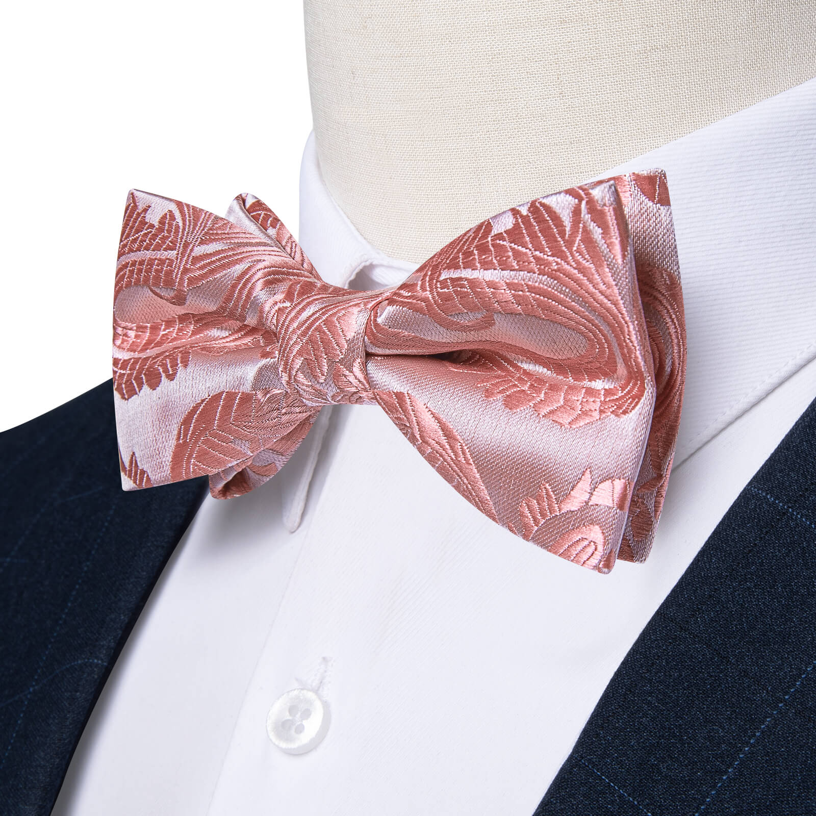  Kids Bowtie Light Pink Paisley Silk Pre-Bow Tie