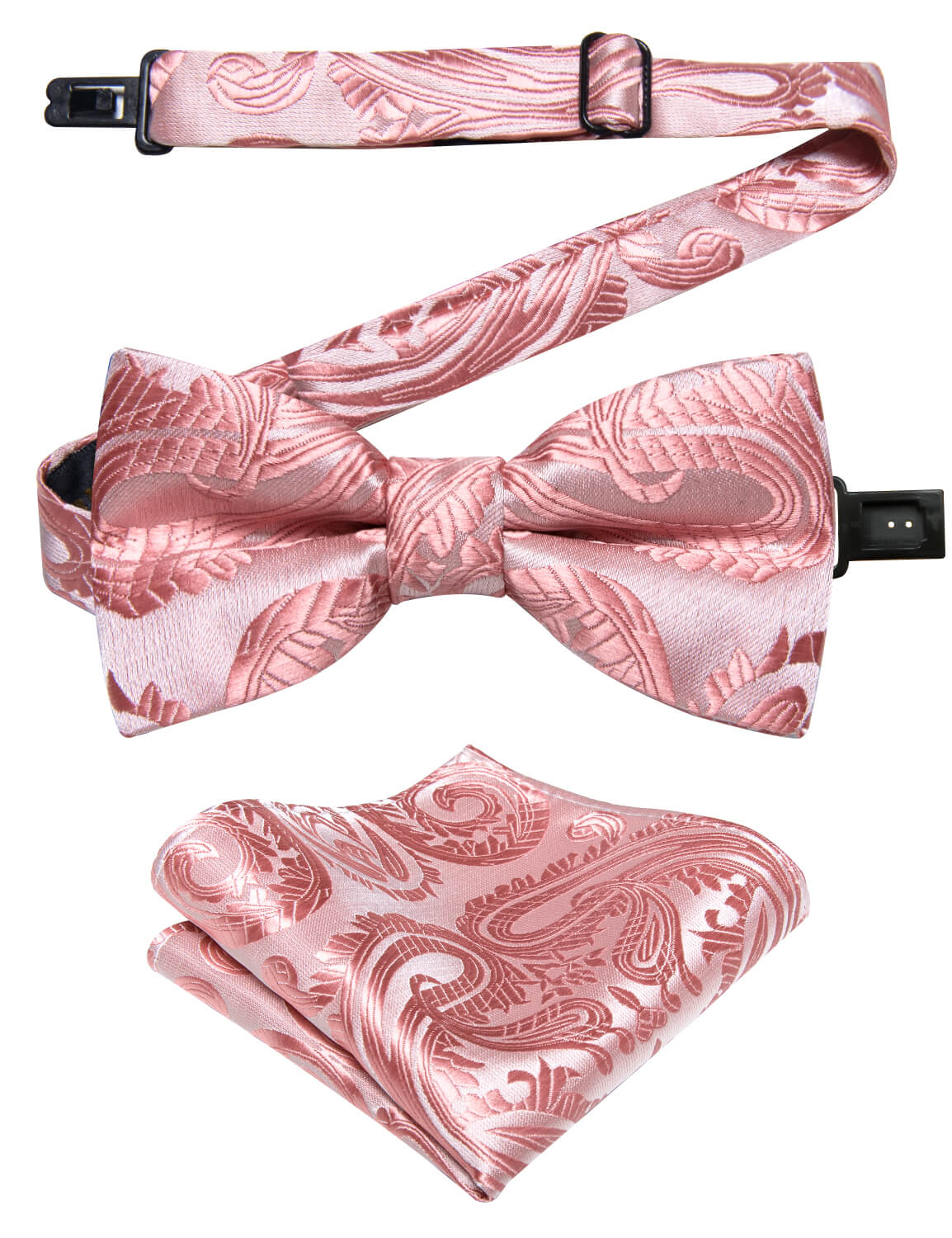  Kids Bowtie Light Pink Paisley Silk Pre-Bow Tie