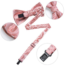 Kids Bowtie Light Pink Paisley Silk Pre-Bow Tie