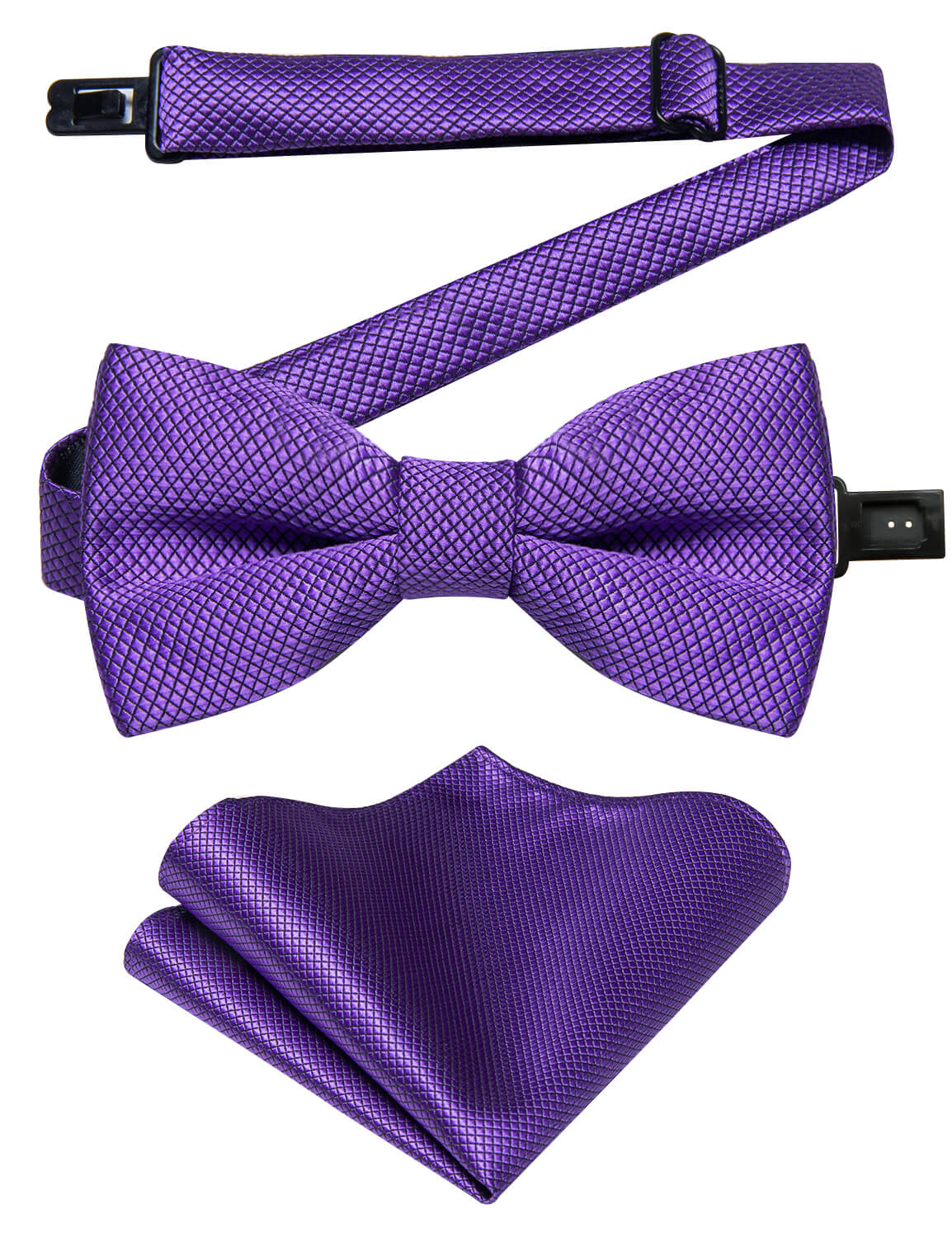 Kids Bow Tie Medium Purple Plaid Silk Pre-Bow Tie