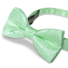 Kids Bow Tie Light Green Floral Silk Pre-Bow Tie