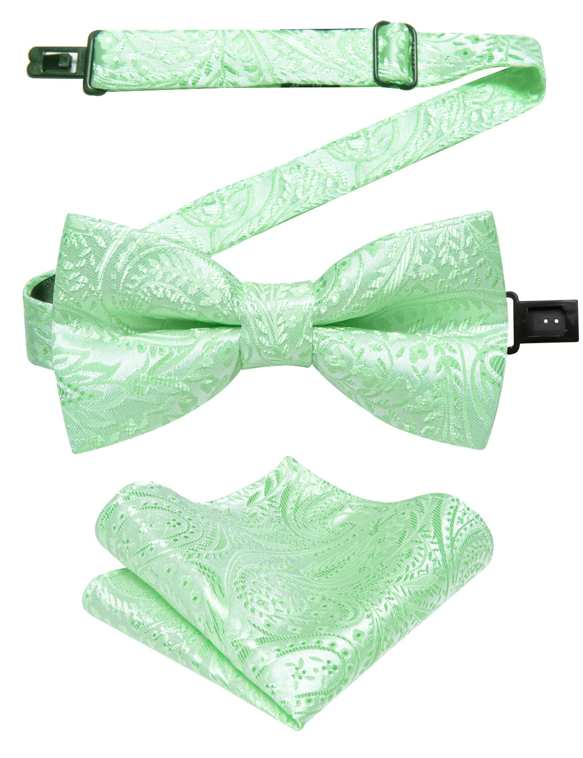Kids Bow Tie Light Green Floral Silk Pre-Bow Tie