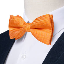 Kids Bow Tie Dark Orange Plaid Silk Pre-Bow Tie