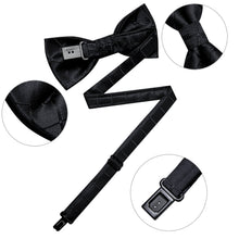 Kids Bow Tie Classic Black Plaid Silk Pre-Bow Tie