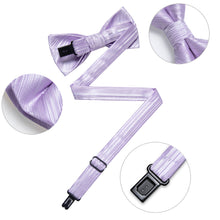  Kids Bow Tie Lavender Purple Striped Silk Pre-Bow Tie