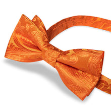  Kids Bow Tie Hot Orange Paisley Silk Pre-Bow Tie