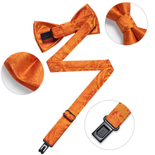  Kids Bow Tie Hot Orange Paisley Silk Pre-Bow Tie