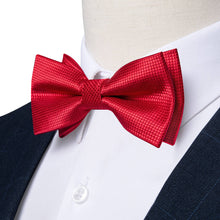 Candy Red Plaid Silk Pre-Bow Tie 
