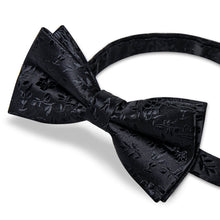  Black Floral Silk Pre-Bow Tie