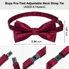  Burgundy Red Paisley Silk Pre-Bow Tie