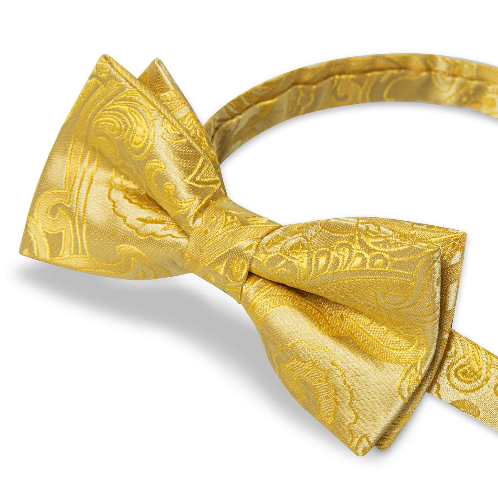 Macaroon Yellow Paisley Silk Pre-Bow Tie
