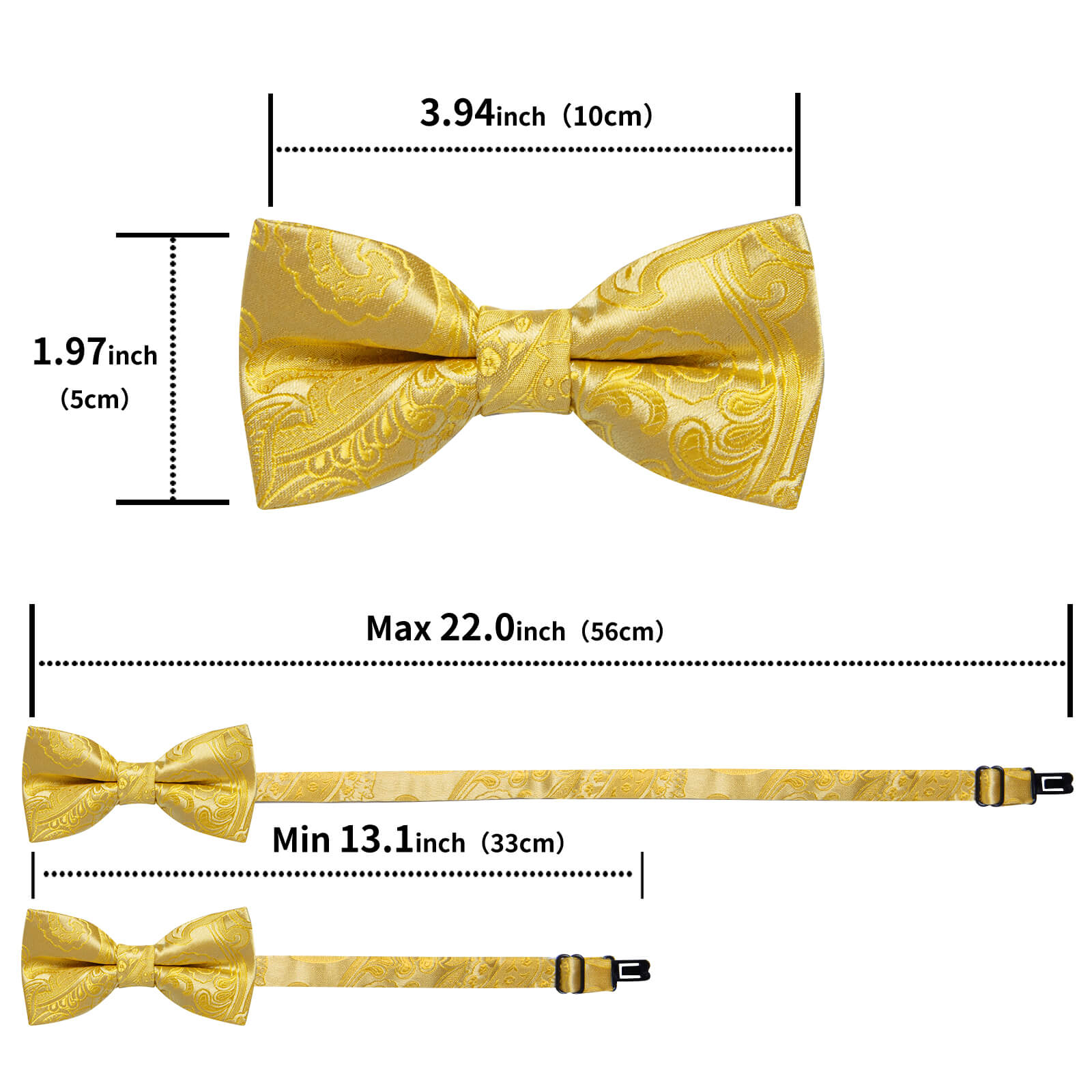 Macaroon Yellow Paisley Silk Pre-Bow Tie