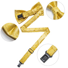 Macaroon Yellow Paisley Silk Pre-Bow Tie