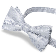 Cloud Grey Floral Silk Pre-Bow Tie