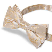 Champagne Floral Silk Pre-Bow Tie 