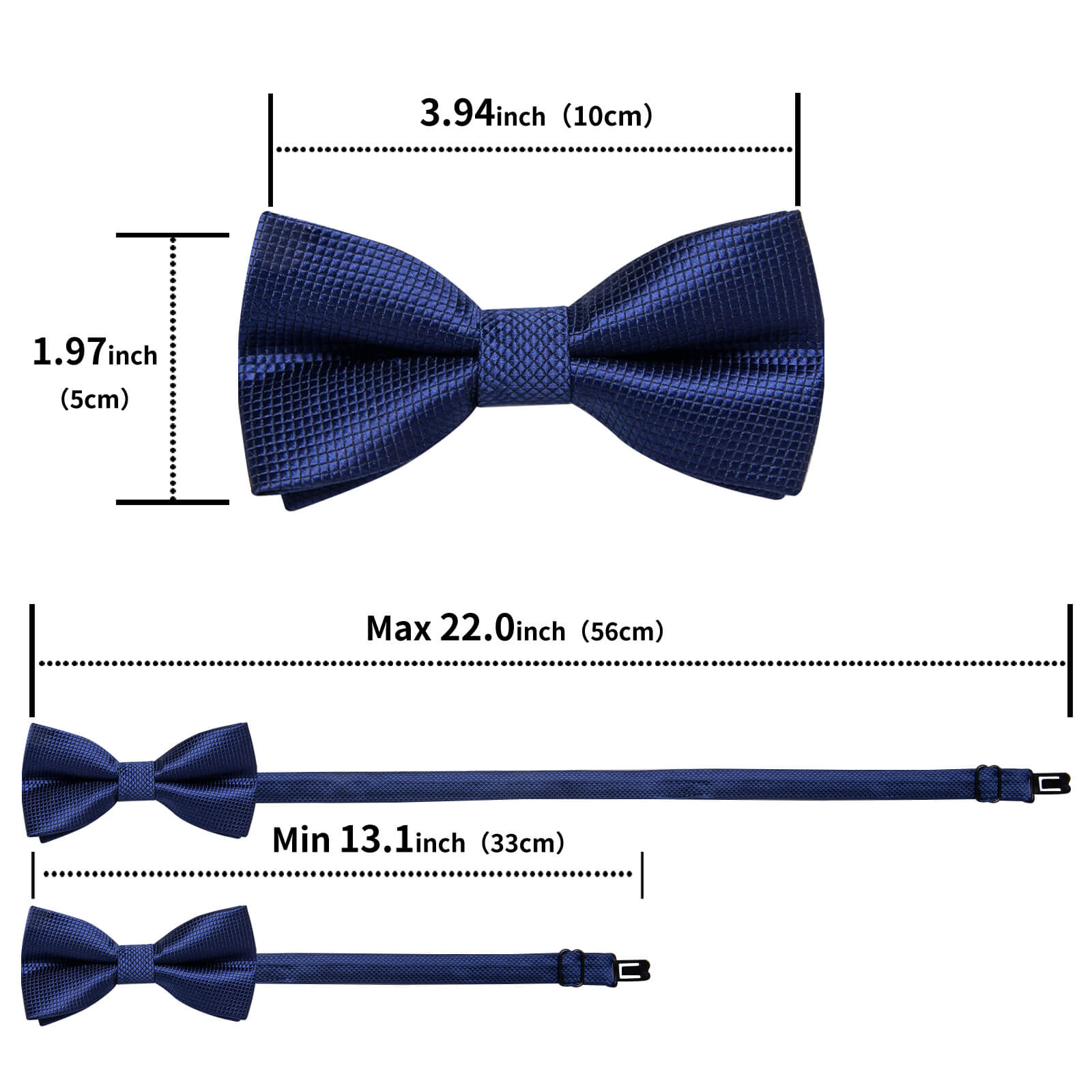  Navy Blue Woven Plaid Silk Pre-Bow Tie