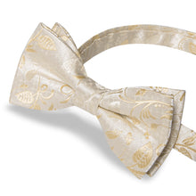Champagne Color Floral Silk Pre-Bow Tie