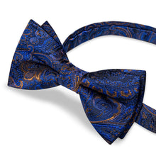  Berry Blue Brown Floral Silk Pre-Bow Tie 